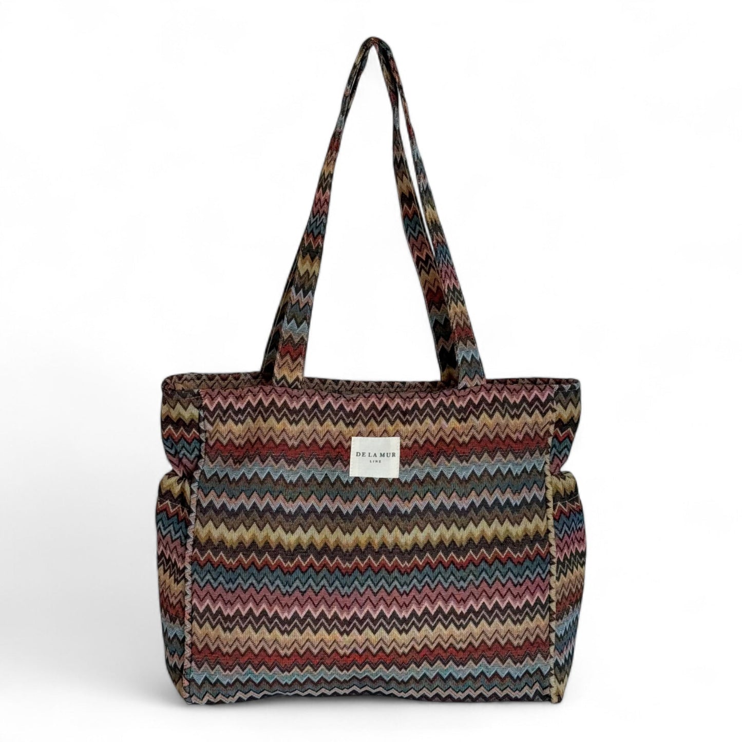 Shopper met rits, Shopper tas De La Mur Line, tas met rits, werktas, unieke prints kleurrijke zigzag print MONTE