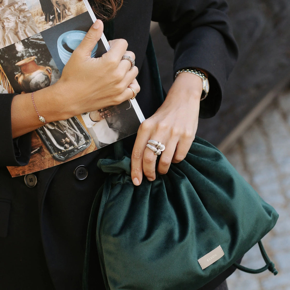 Bucket Bag Laura - Velvet Dark Green