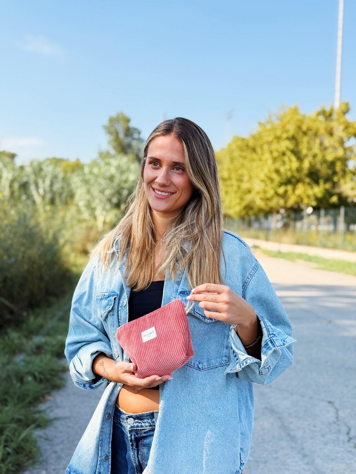 Kosmetiktasche Klein Rib CORAL
