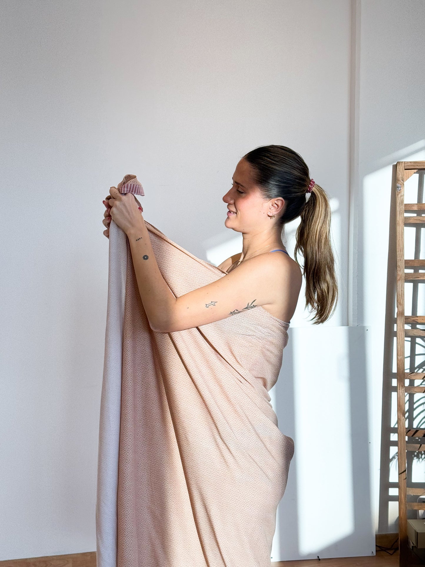 Strand pareo, kaftan De La Mur Line MELON oranje rood wit