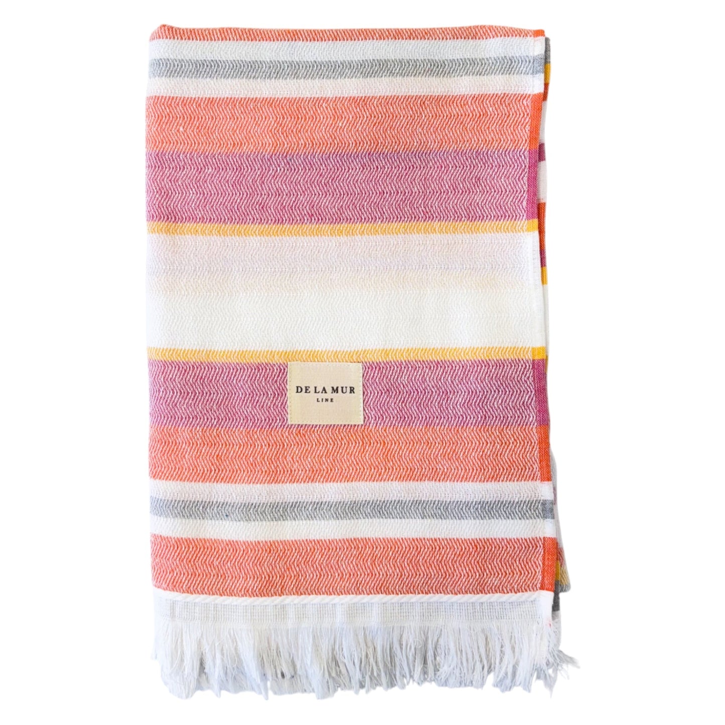 Strandlaken De La Mur Line PALA. Mooi groot strandlaken in de kleuren oranje, roze, geel, wit en grijs