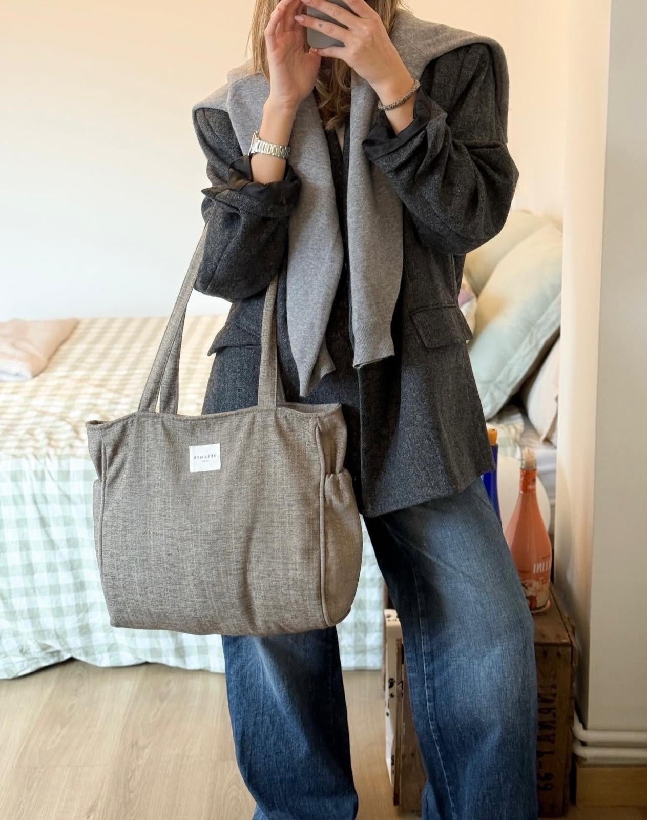 Rechteckige Einkaufstasche mit Reißverschluss RUSTIKAL