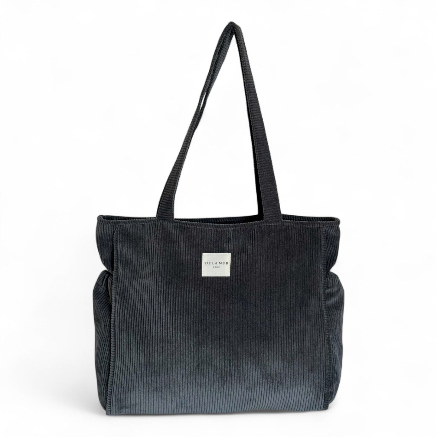 Shopper met rits, Shopper tas De La Mur Line, tas met rits, werktas, corduroy ribstof antraciet BONI