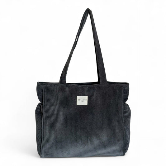 Shopper met rits, Shopper tas De La Mur Line, tas met rits, werktas, corduroy ribstof antraciet BONI