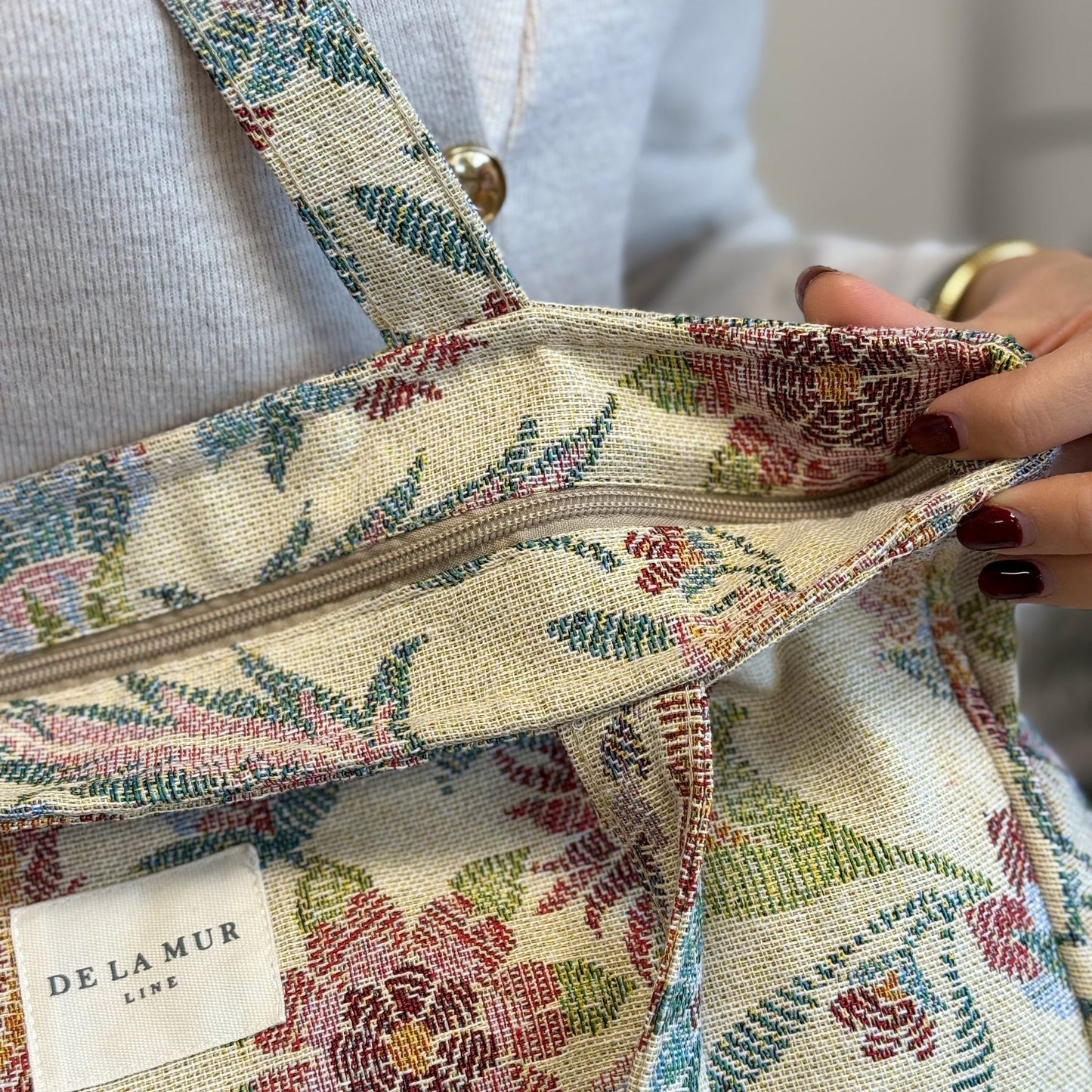 Rechthoekige Shopper met rits Color