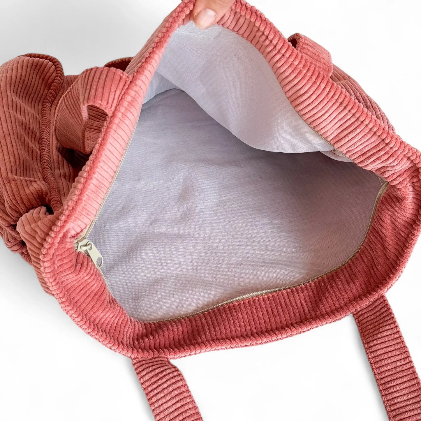 Shopper met rits Rib CORAL