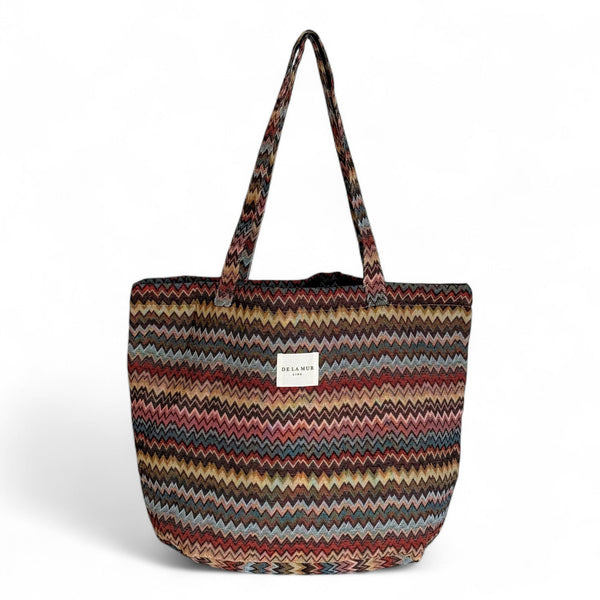 Grote Shopper, Shopper tas De La Mur Line, unieke prints kleurrijk zigzag MONTE