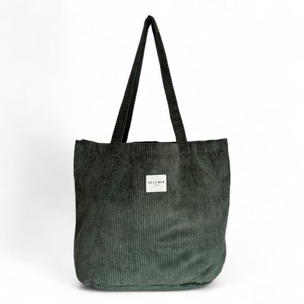 Grote Shopper, Shopper tas De La Mur Line, corduroy ribstof TREE donkergroen
