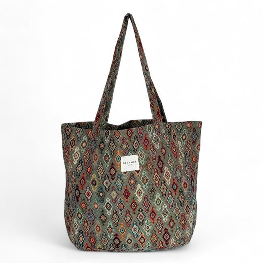 Grote Shopper, Shopper tas De La Mur Line, unieke prints grijs kleurrijk TRIGO