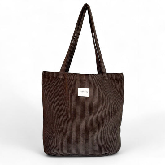 Grote Shopper, Shopper tas De La Mur Line, corduroy ribstof donkerbruin bruin XOC