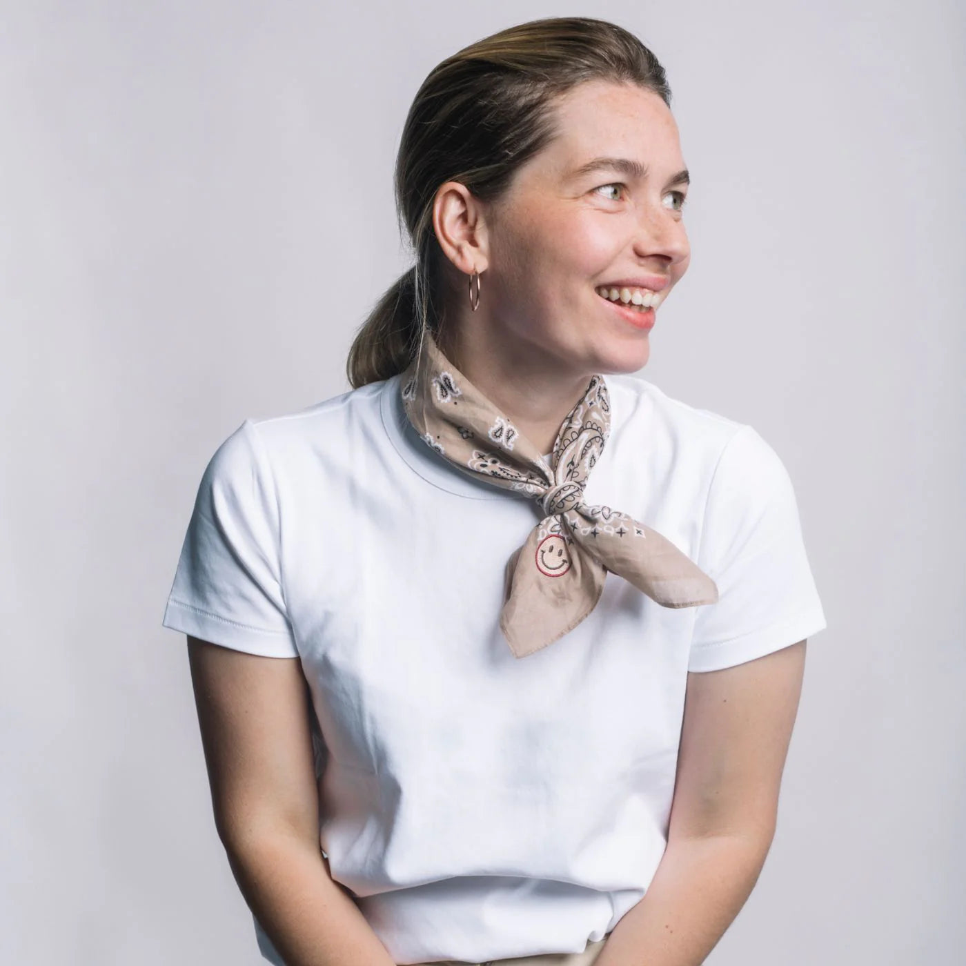 Bandana Sjaal Beige Smiley