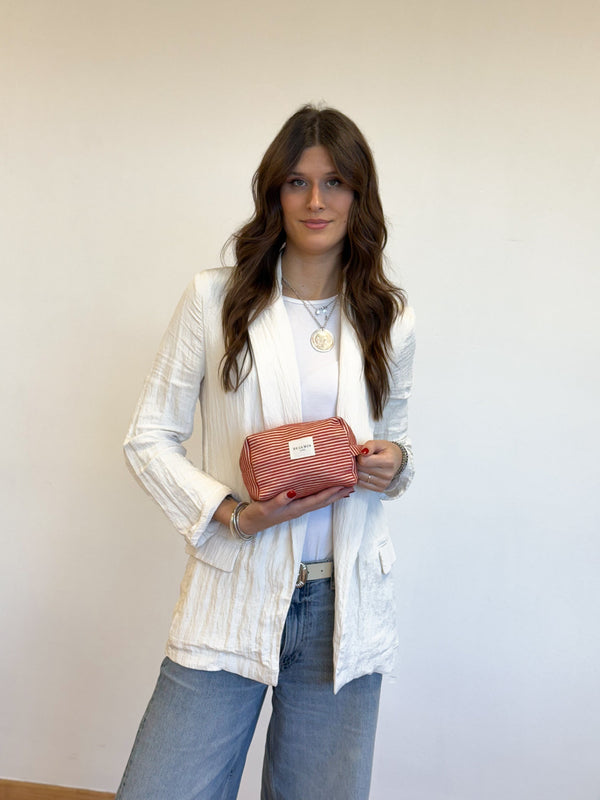 Beauty Bag middel De La Mur Line DALI rood wit gestreept 