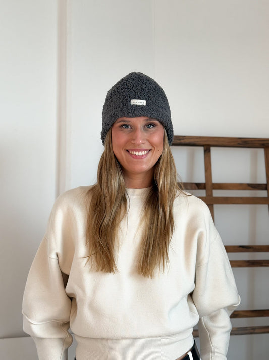 Muts, wintermuts De La Mur Line, bijpassende Teddy Sjaals, donkergrijs, grijs