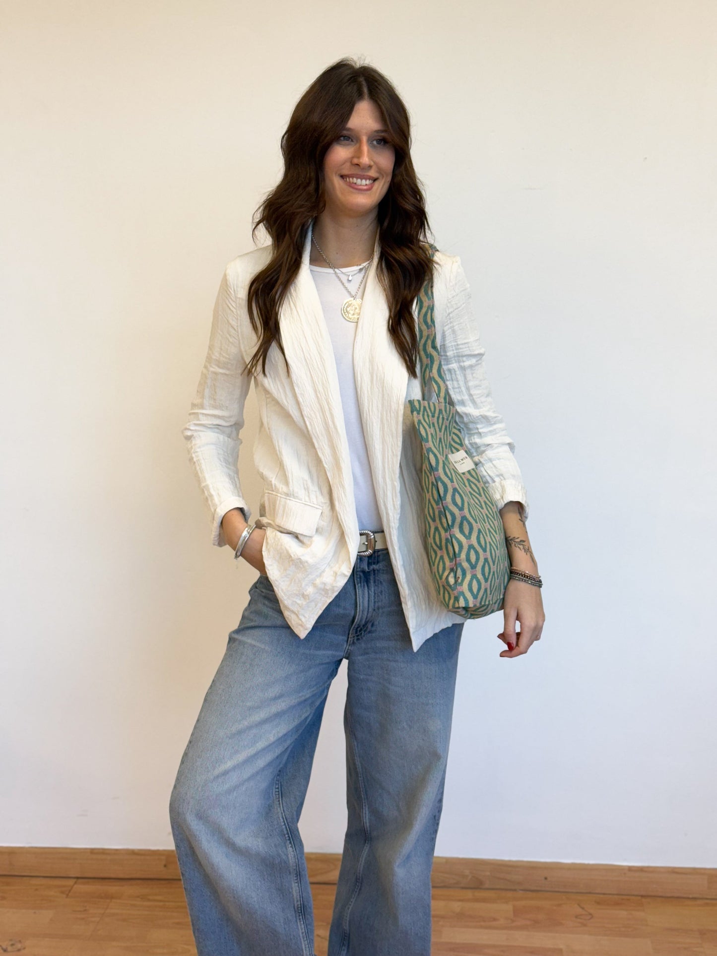 Shopper tas klein De La Mur Line CADE groen roze print 